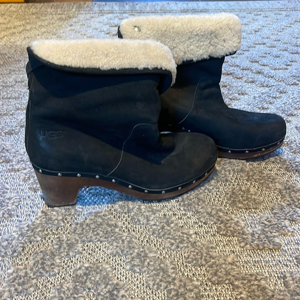 UGG Black and Cream Ankle Boots